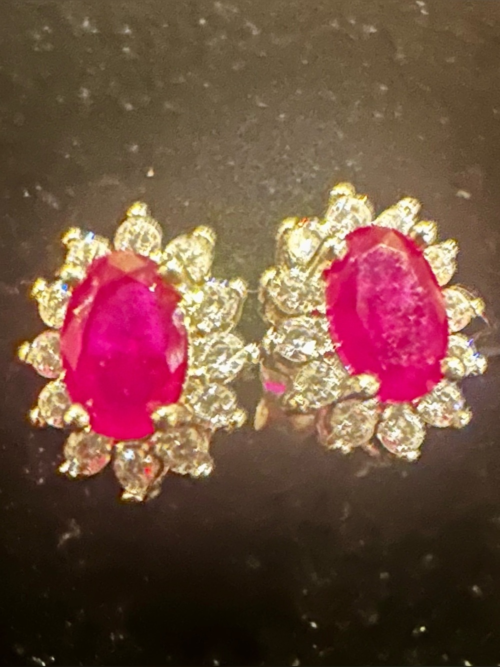 New Natural Ruby Zircon starburst earrings studs gold on silver earrings lk EFFY